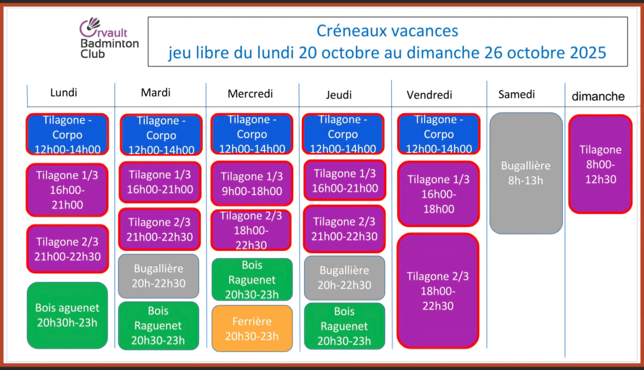 Planning Semaine 1